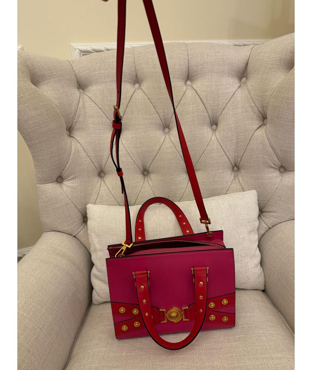 VERSACE Красная кожаная сумка тоут, фото 6