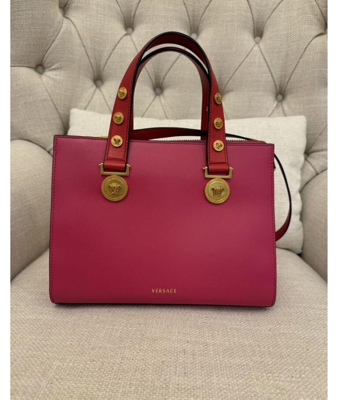 VERSACE Красная кожаная сумка тоут, фото 3