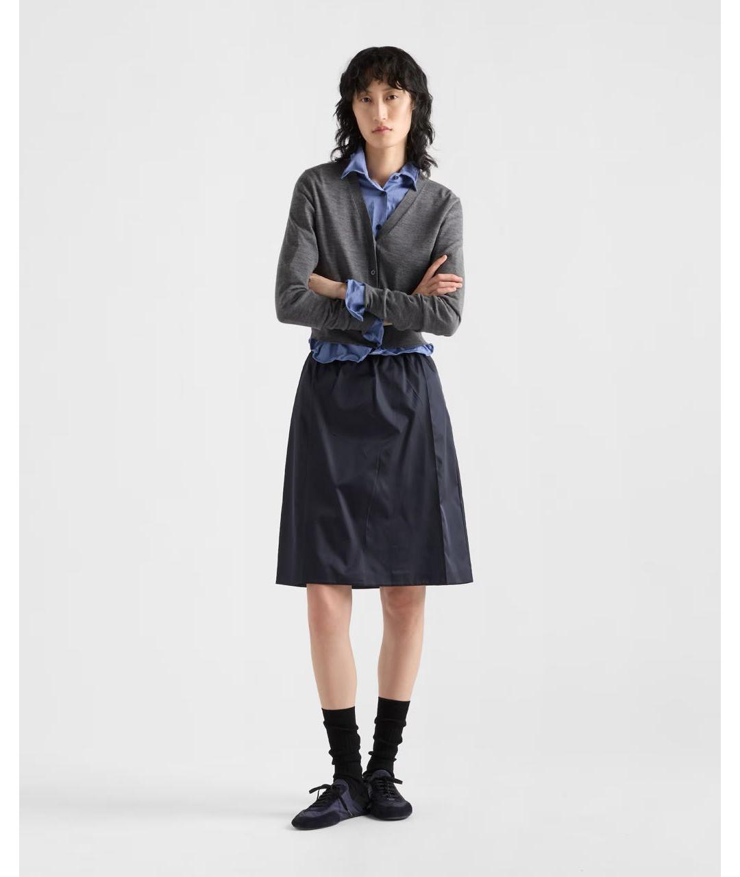 PRADA Темно-синяя юбка миди, фото 4