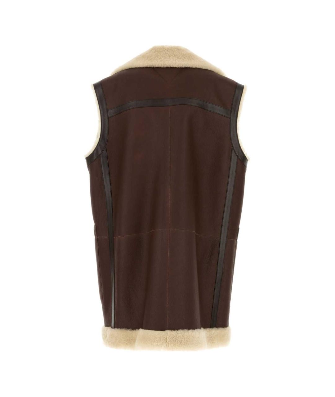 BOTTEGA VENETA Коричневый кожаный жилет, фото 2