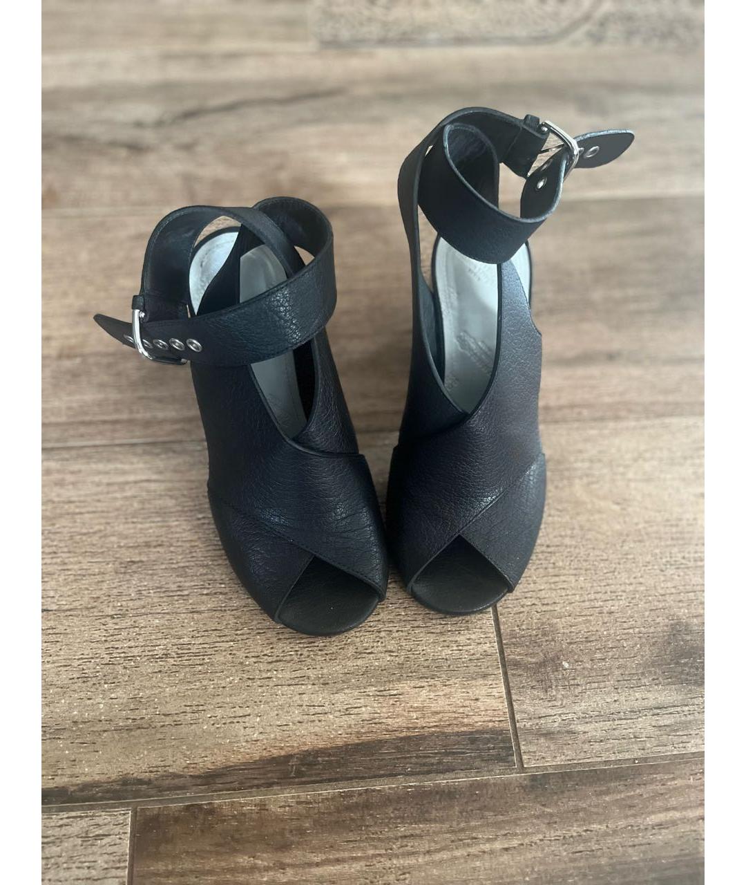 MAISON MARGIELA Черные кожаные босоножки, фото 2