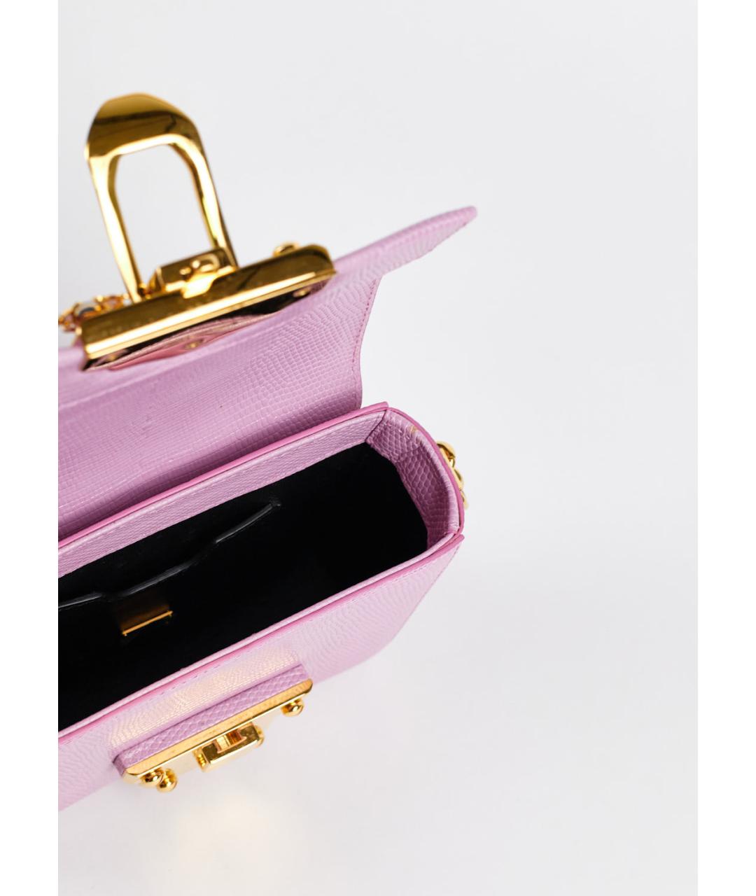 DOLCE&GABBANA Розовая кожаная сумка через плечо, фото 4