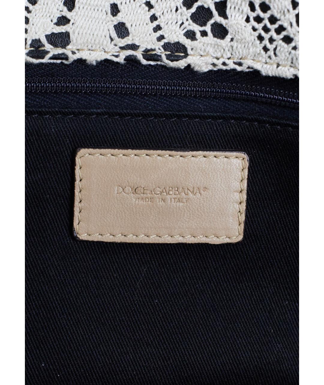 DOLCE&GABBANA Бежевая кожаная сумка с короткими ручками, фото 6