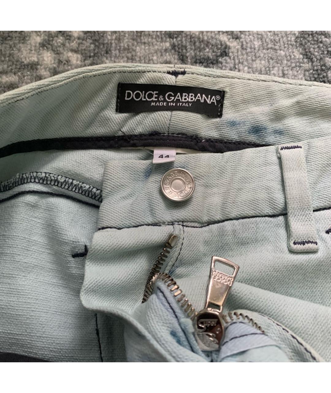 DOLCE&GABBANA Голубые хлопковые прямые джинсы, фото 3
