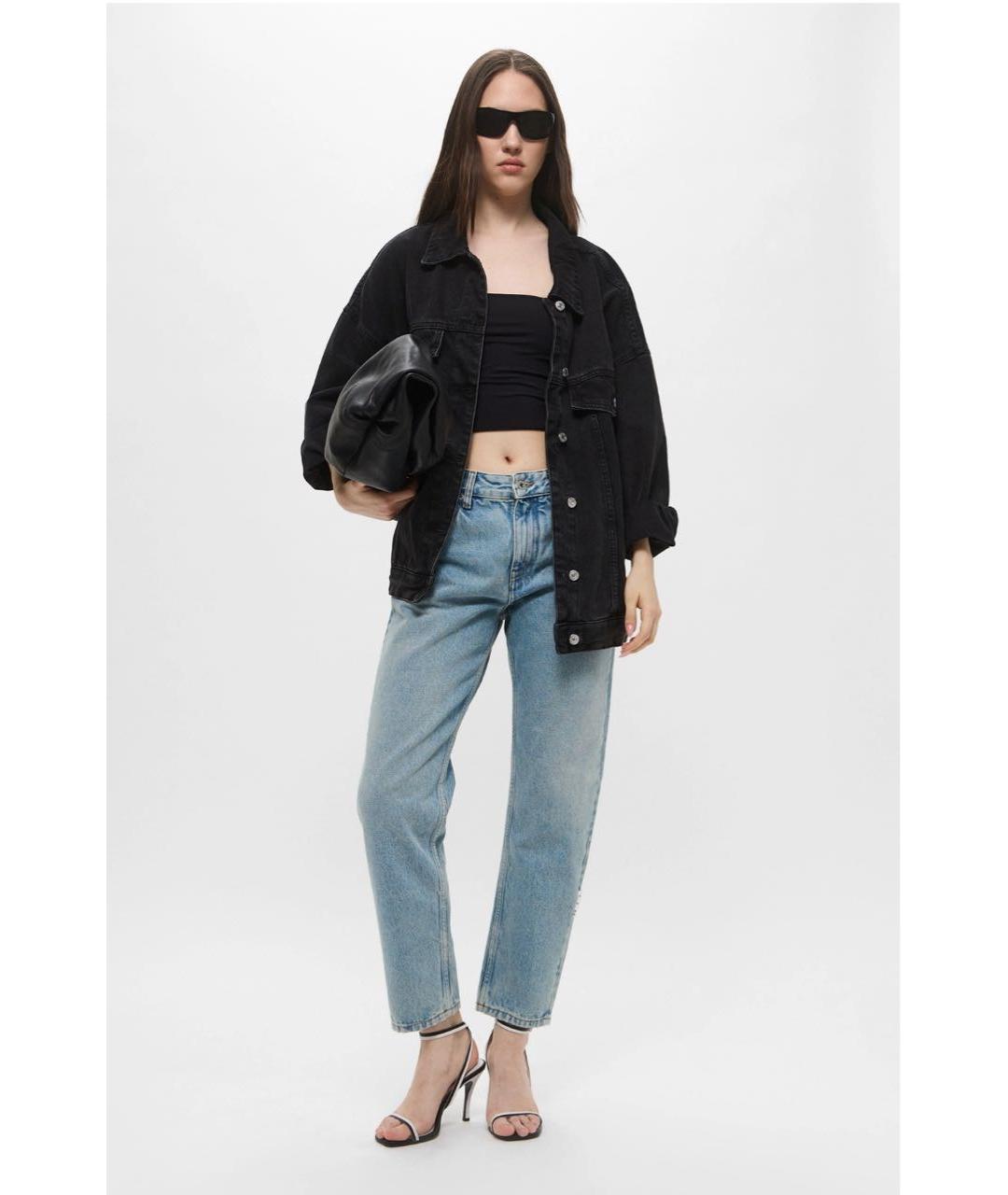 OFF-WHITE Голубые хлопковые прямые джинсы, фото 7