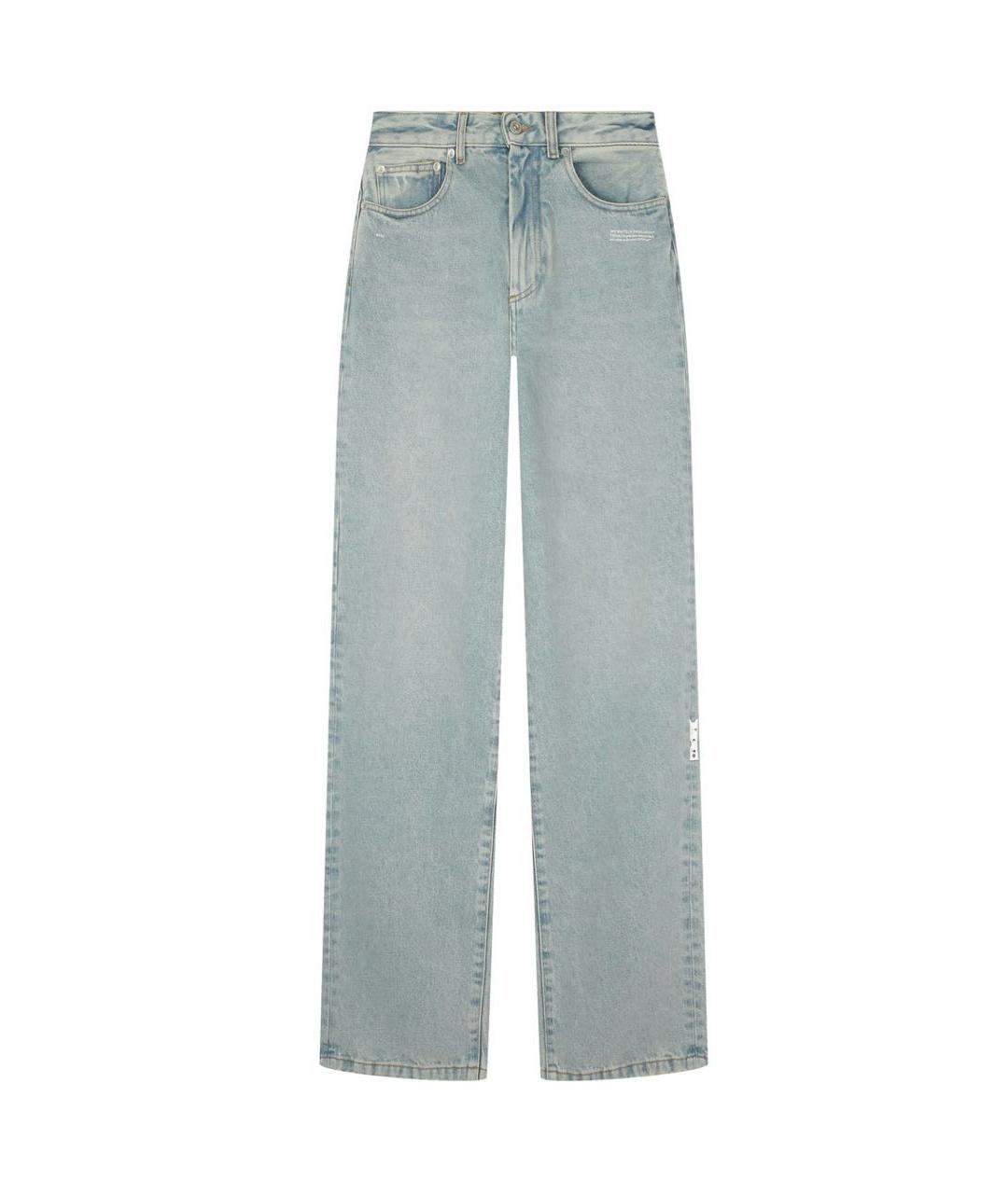 OFF-WHITE Голубые хлопковые прямые джинсы, фото 1