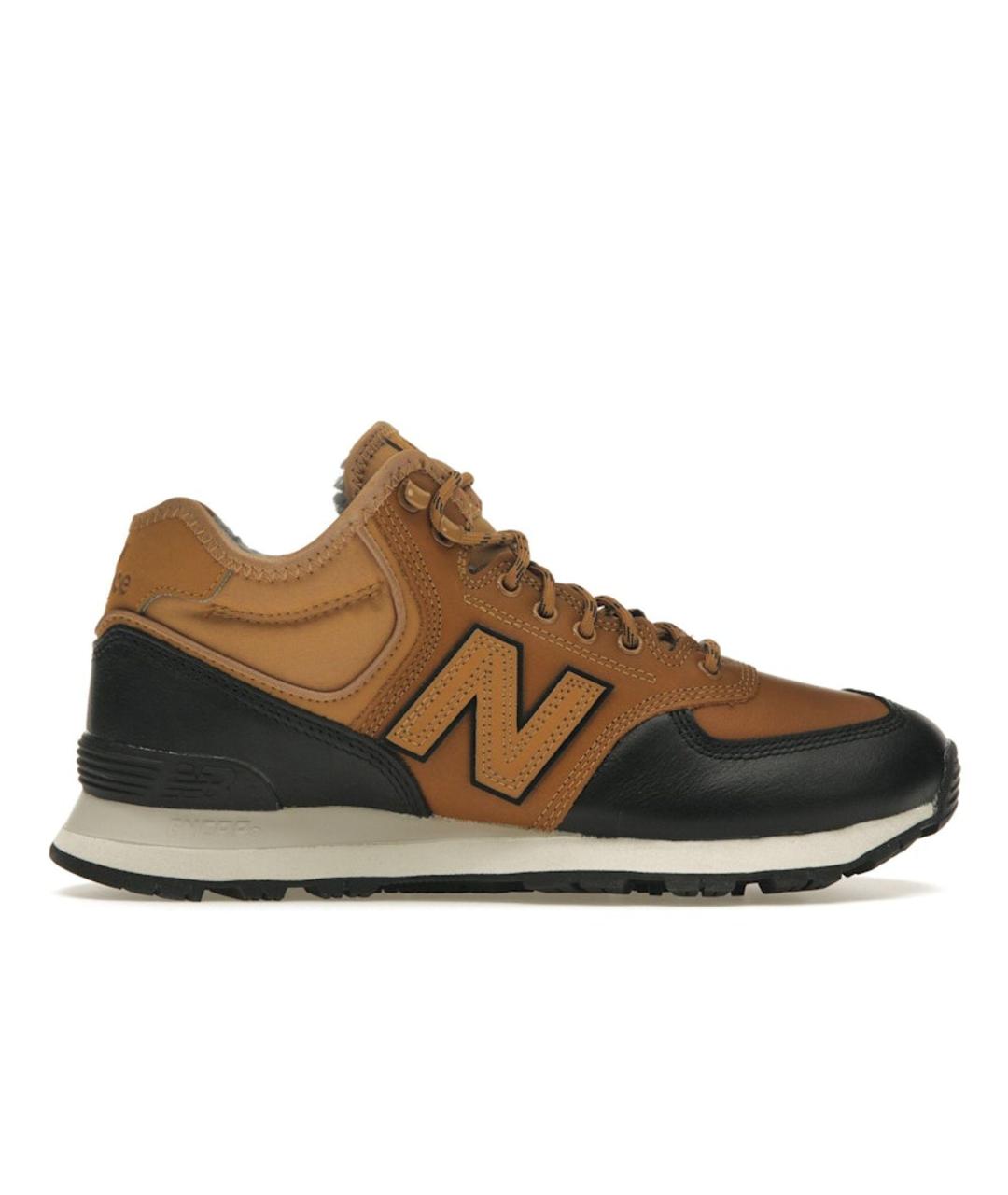 NEW BALANCE Коричневые кожаные высокие кроссовки / кеды, фото 7