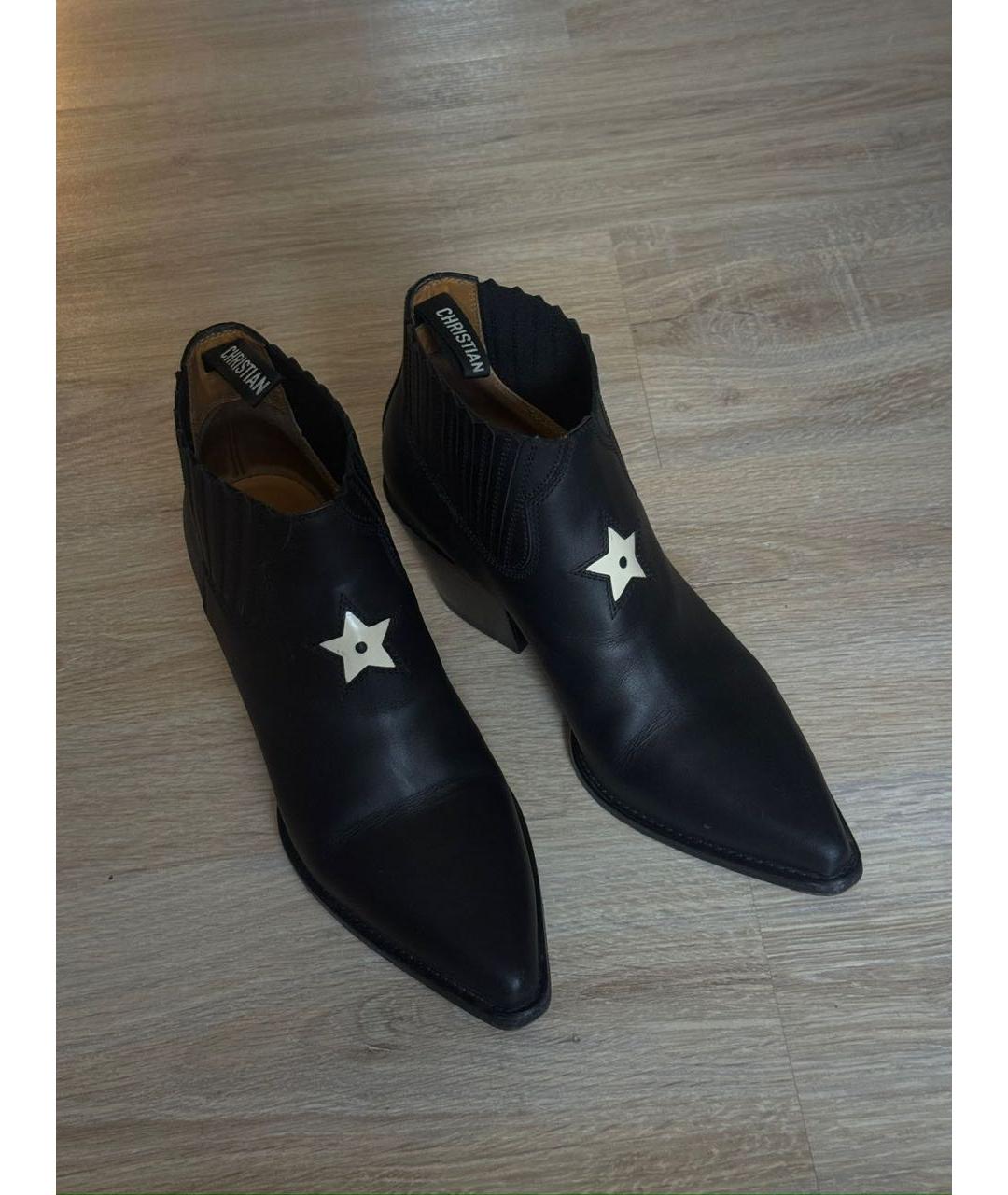 CHRISTIAN DIOR Черные кожаные полусапоги, фото 7