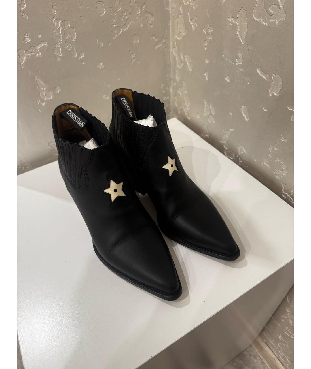 CHRISTIAN DIOR Черные кожаные полусапоги, фото 2