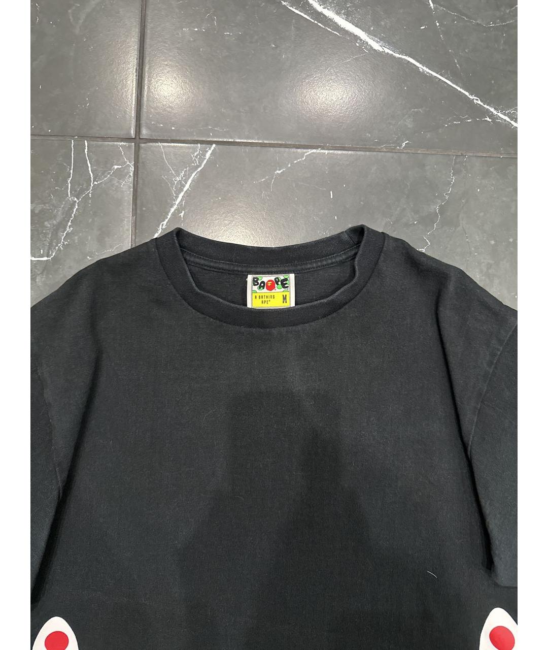A BATHING APE Черная хлопковая футболка, фото 3