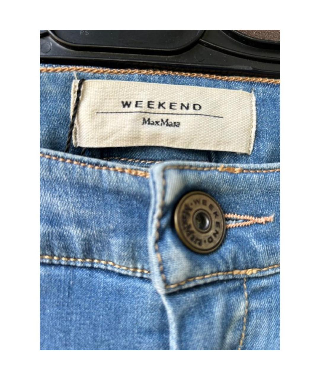WEEKEND MAX MARA Синие хлопко-эластановые джинсы слим, фото 3