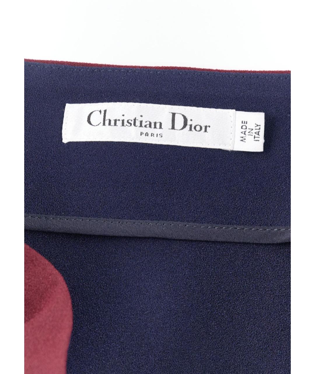 CHRISTIAN DIOR Бордовая ацетатная юбка миди, фото 3