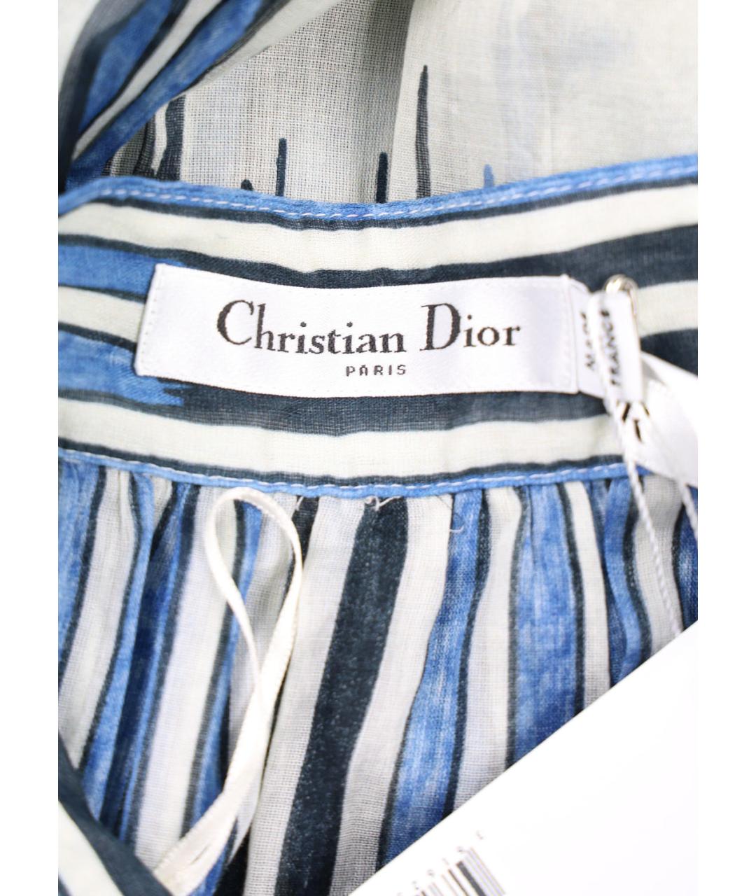 CHRISTIAN DIOR Голубая хлопковая юбка миди, фото 5