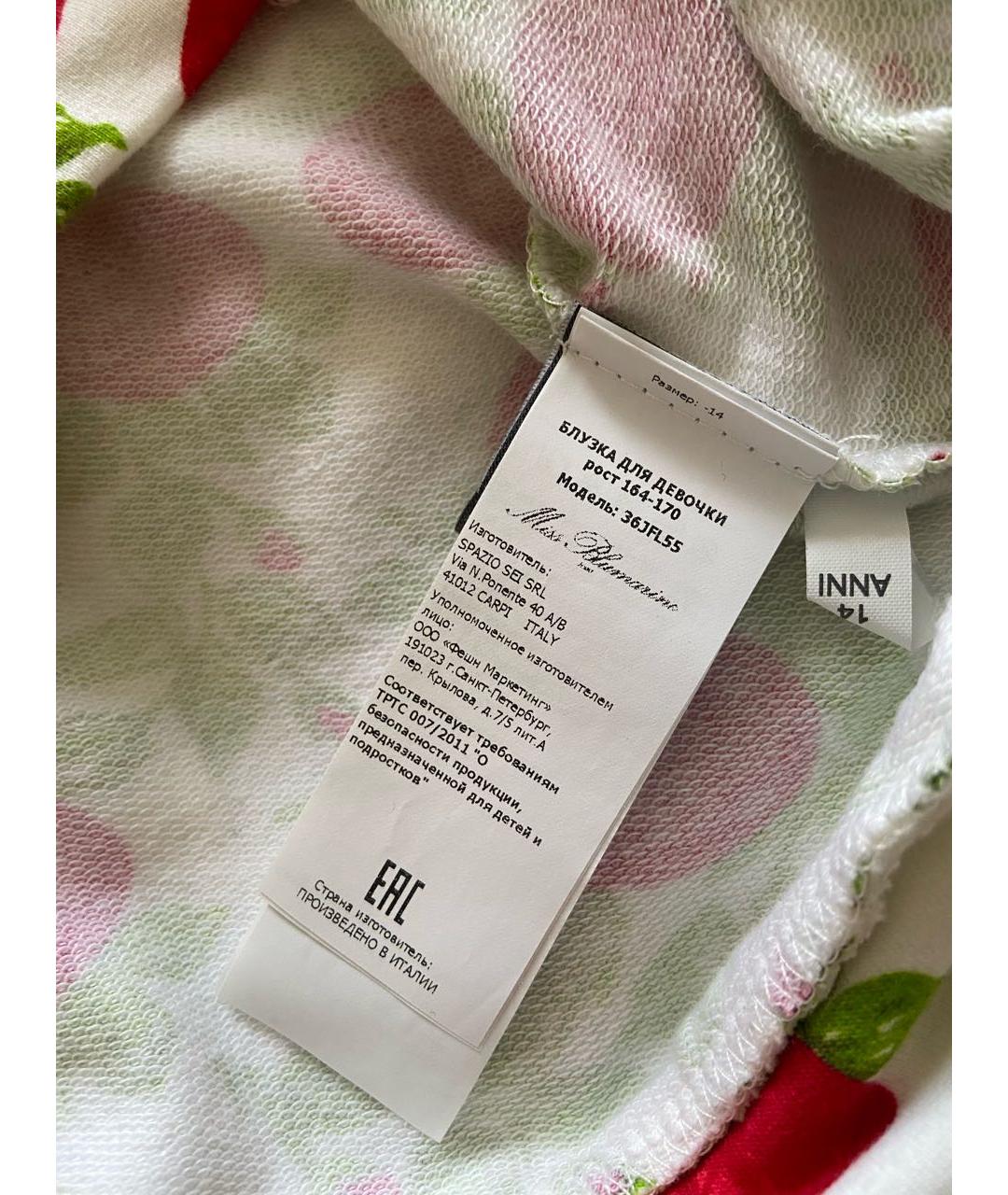 MISS BLUMARINE Красный хлопковый детская футболка / топ, фото 4