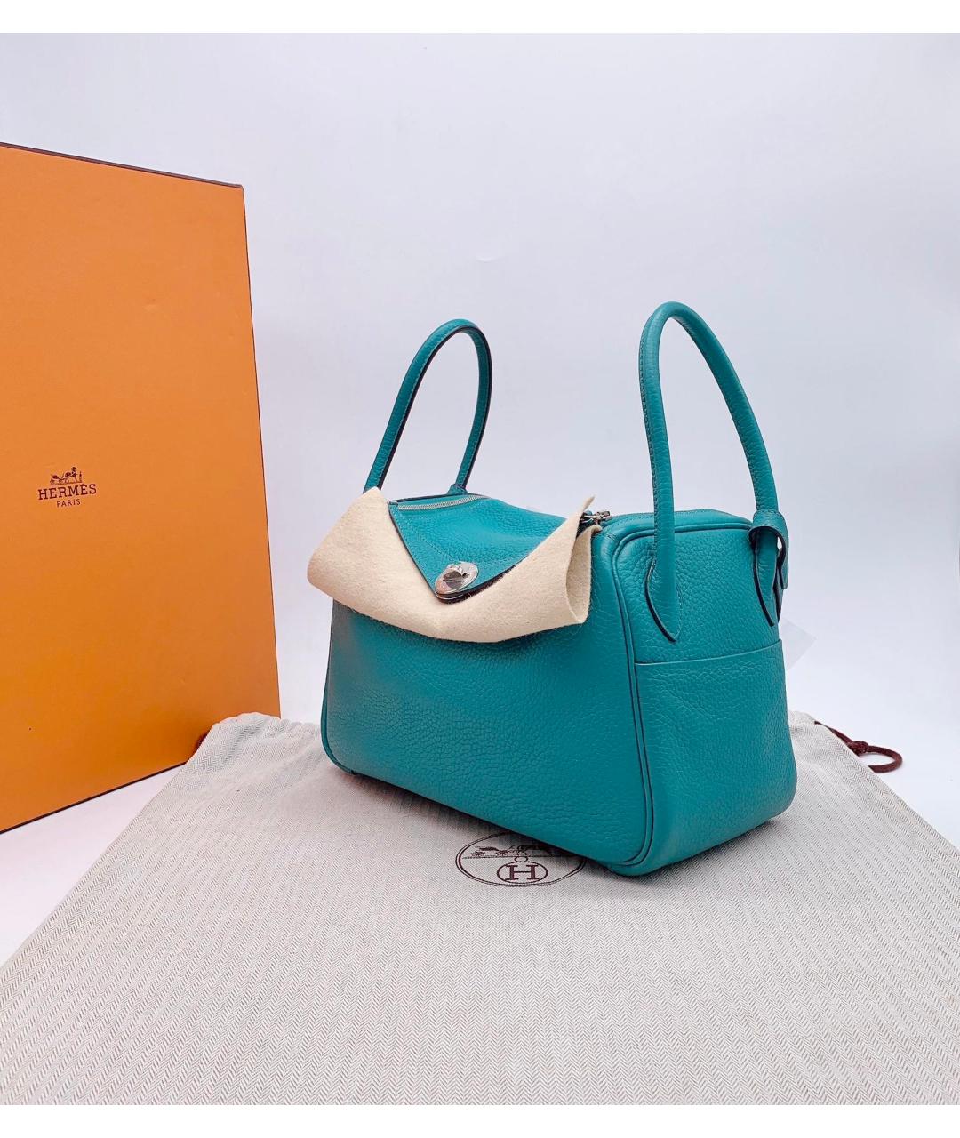 HERMES Бирюзовая кожаная сумка через плечо, фото 5