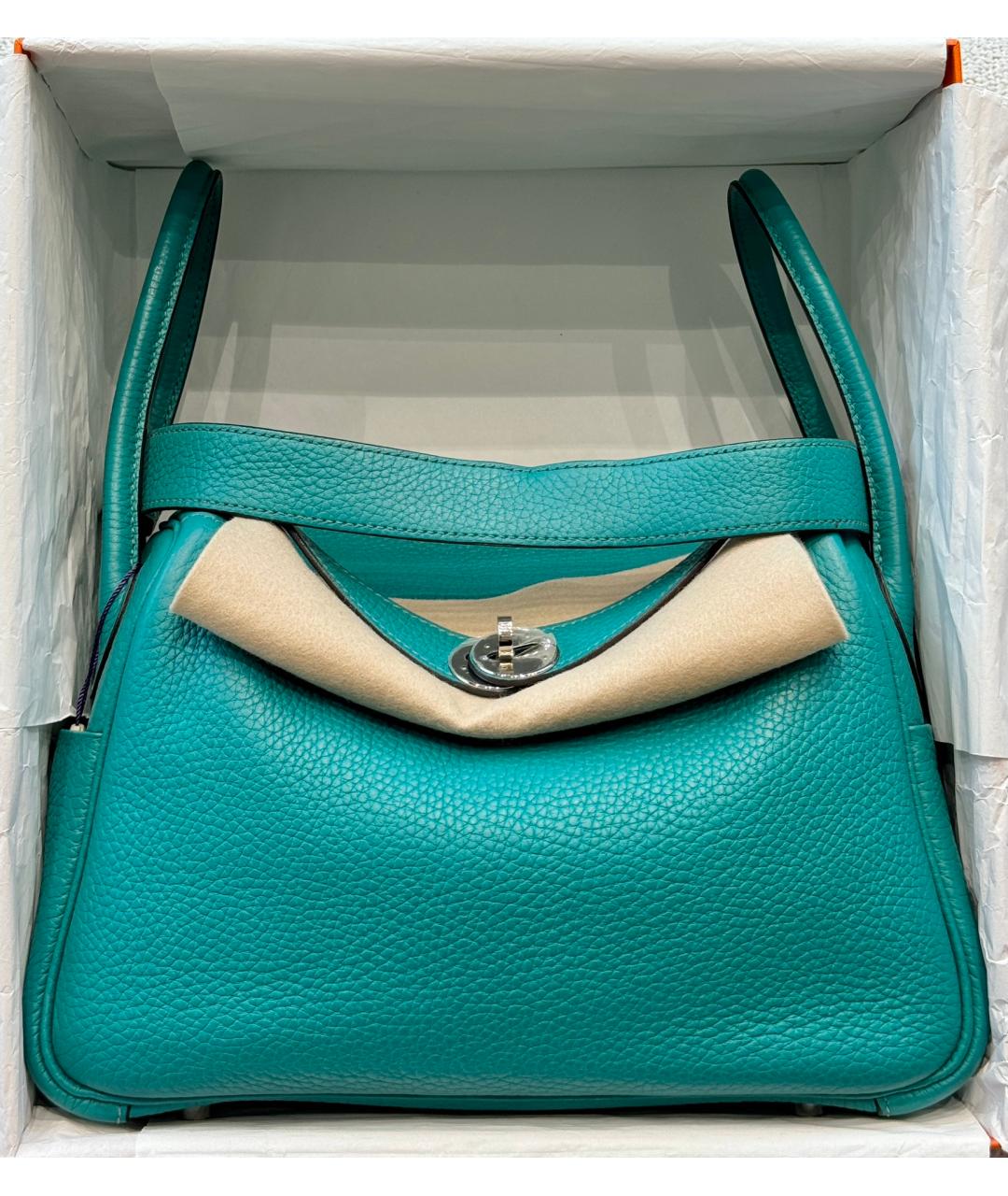 HERMES Бирюзовая кожаная сумка через плечо, фото 10