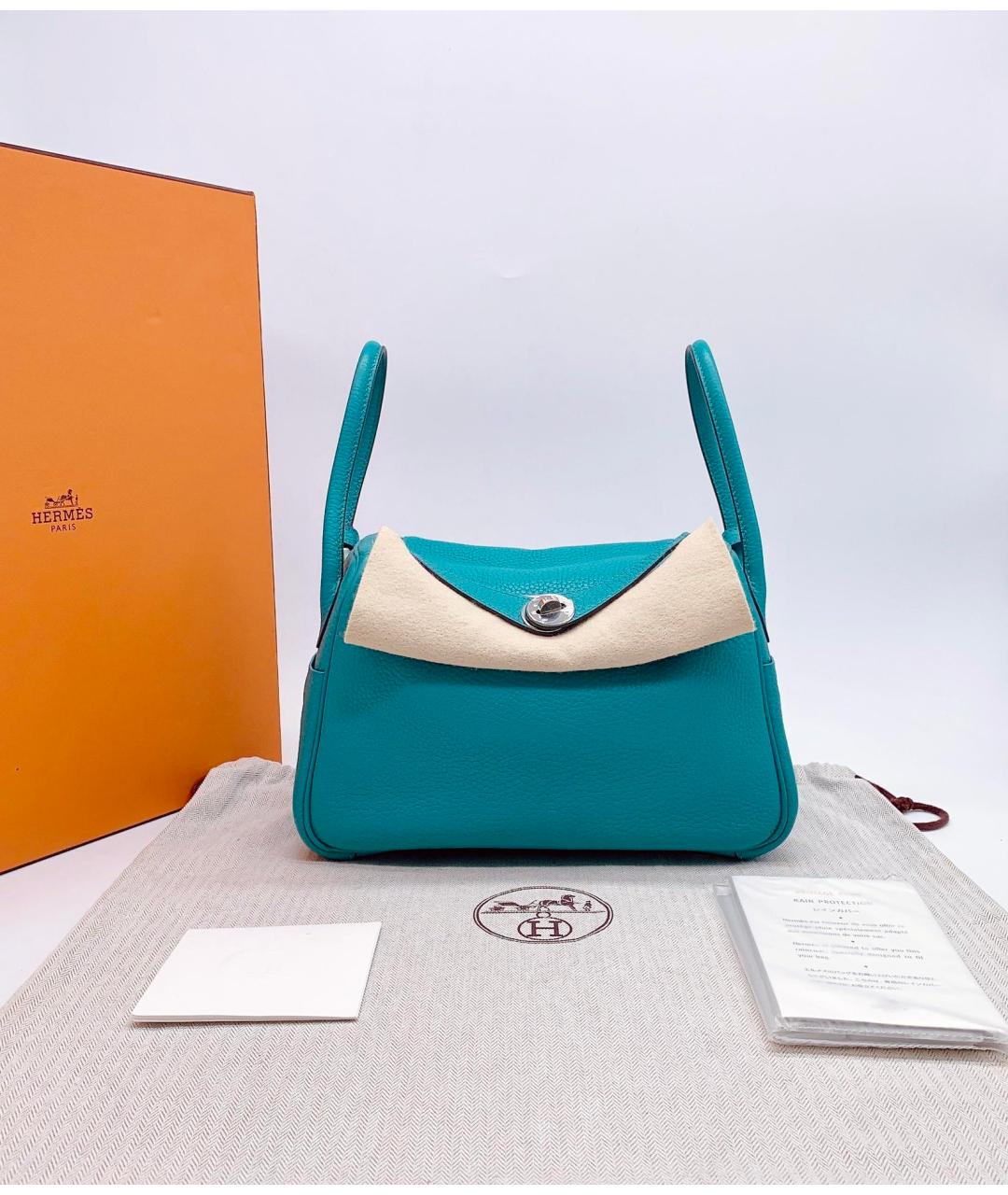 HERMES Бирюзовая кожаная сумка через плечо, фото 4