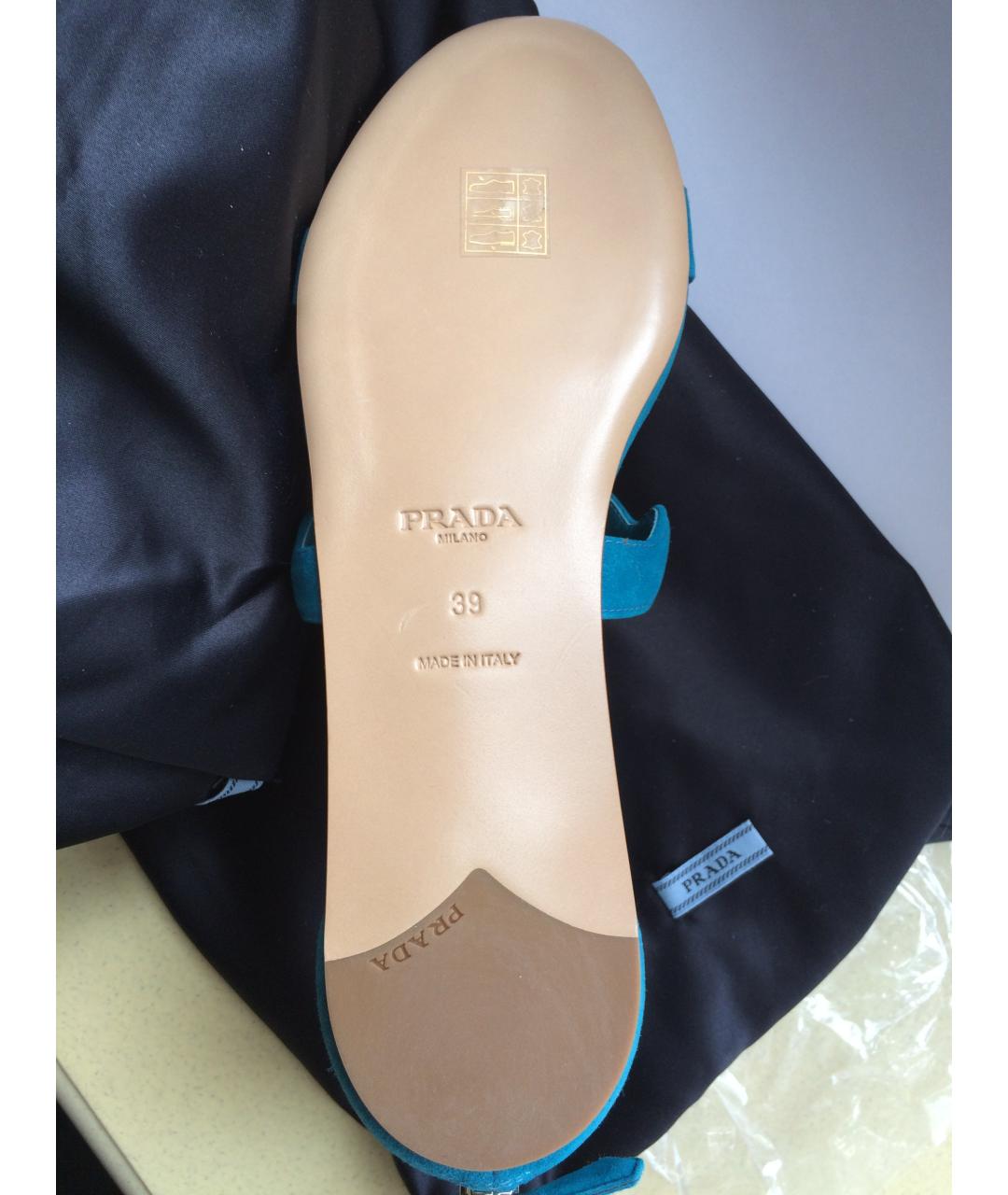 PRADA Бирюзовые замшевые босоножки, фото 3