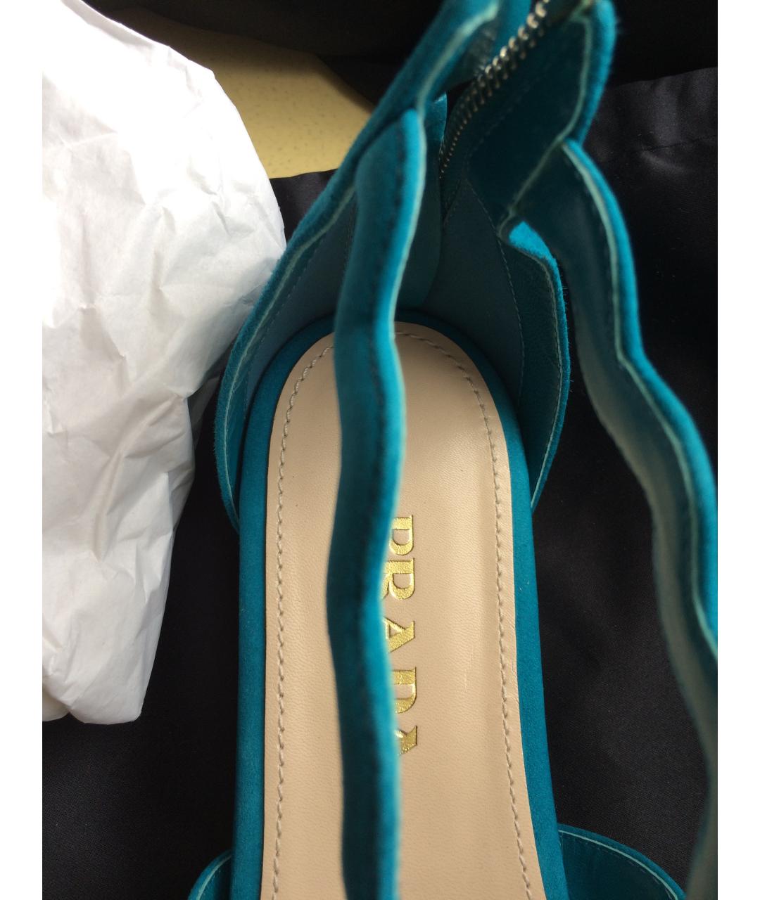 PRADA Бирюзовые замшевые босоножки, фото 2