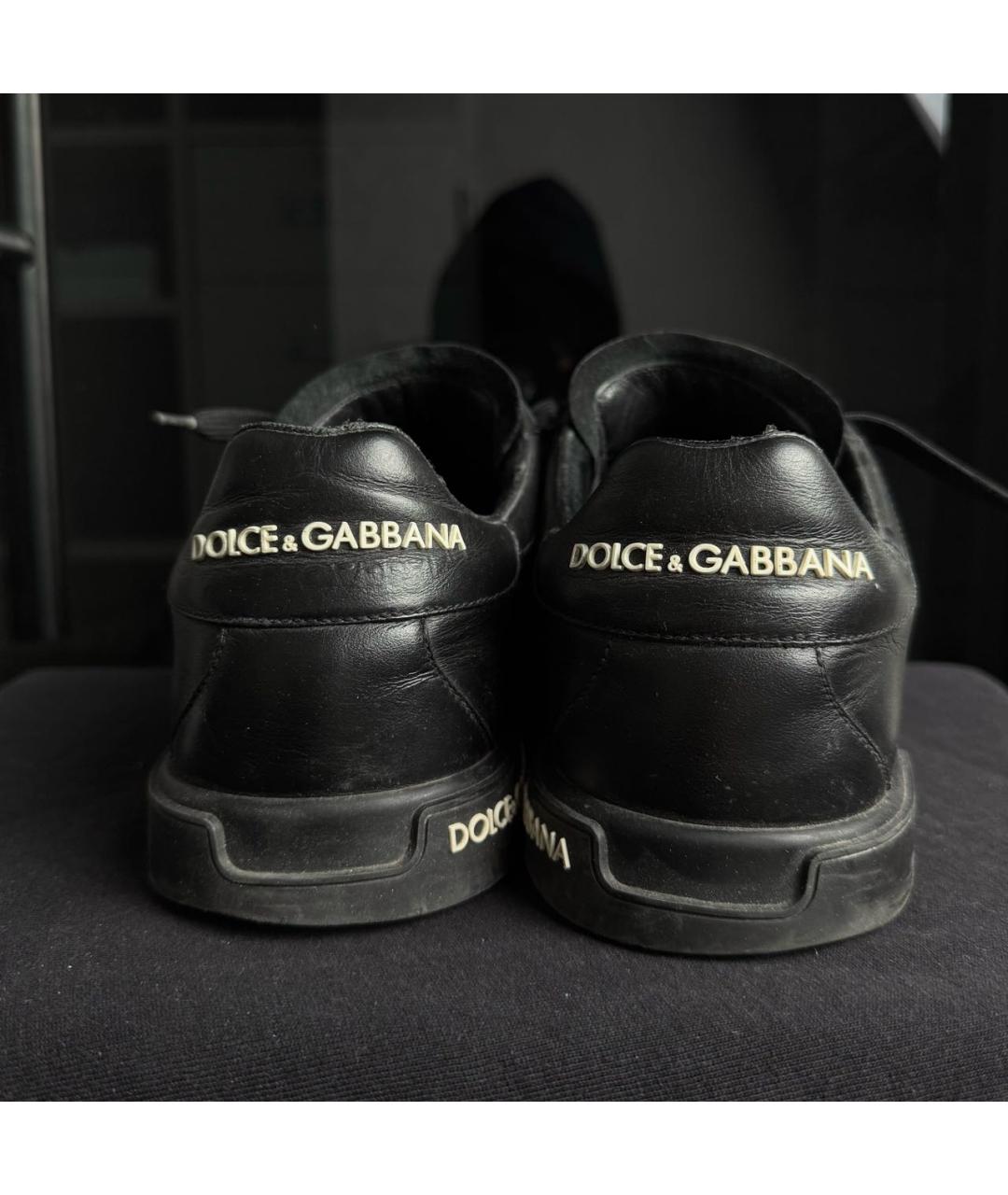 DOLCE&GABBANA Черные кожаные низкие кроссовки / кеды, фото 4