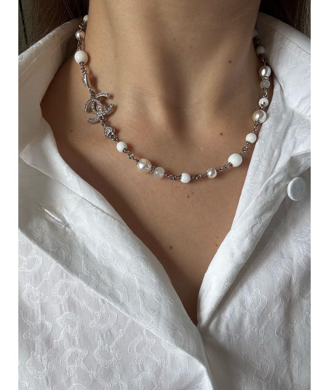 CHANEL Серебряное жемчужное колье, фото 3