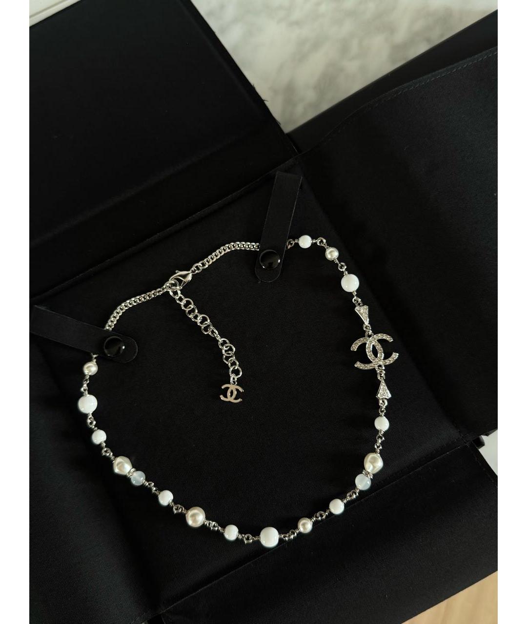 CHANEL Серебряное жемчужное колье, фото 2