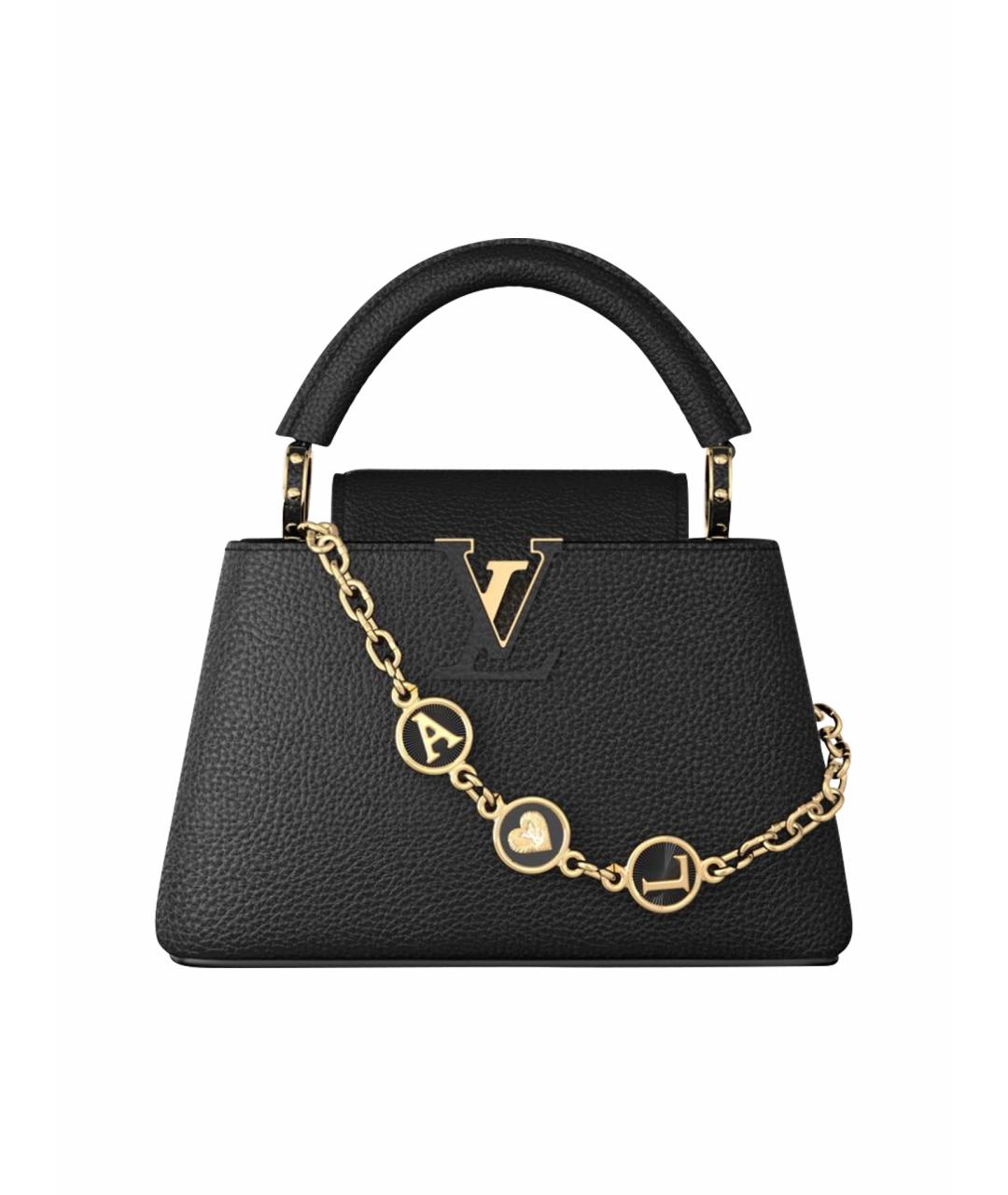 LOUIS VUITTON Черная кожаная сумка с короткими ручками, фото 1