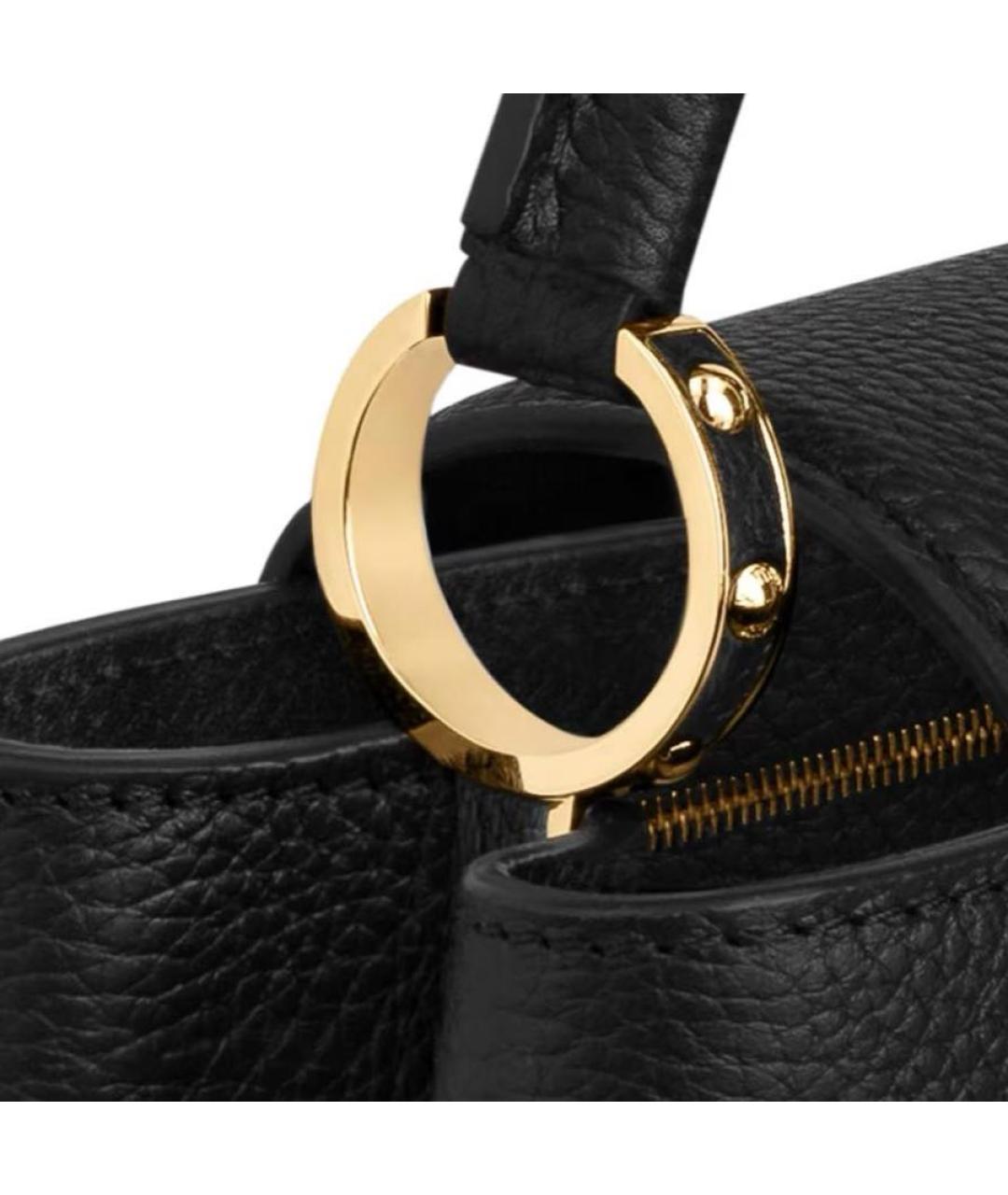 LOUIS VUITTON Черная кожаная сумка с короткими ручками, фото 4