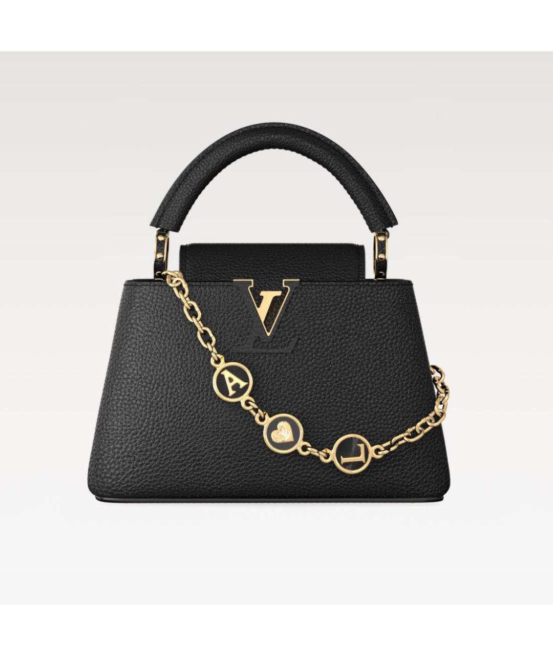 LOUIS VUITTON Черная кожаная сумка с короткими ручками, фото 6