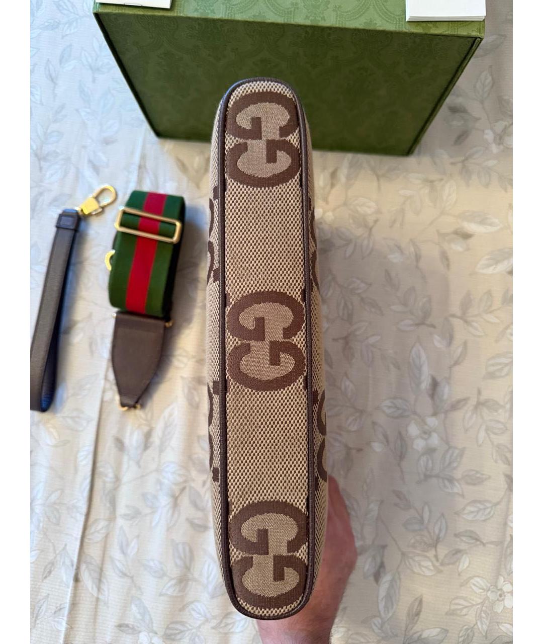 GUCCI Коричневая пелетеная сумка на плечо, фото 7