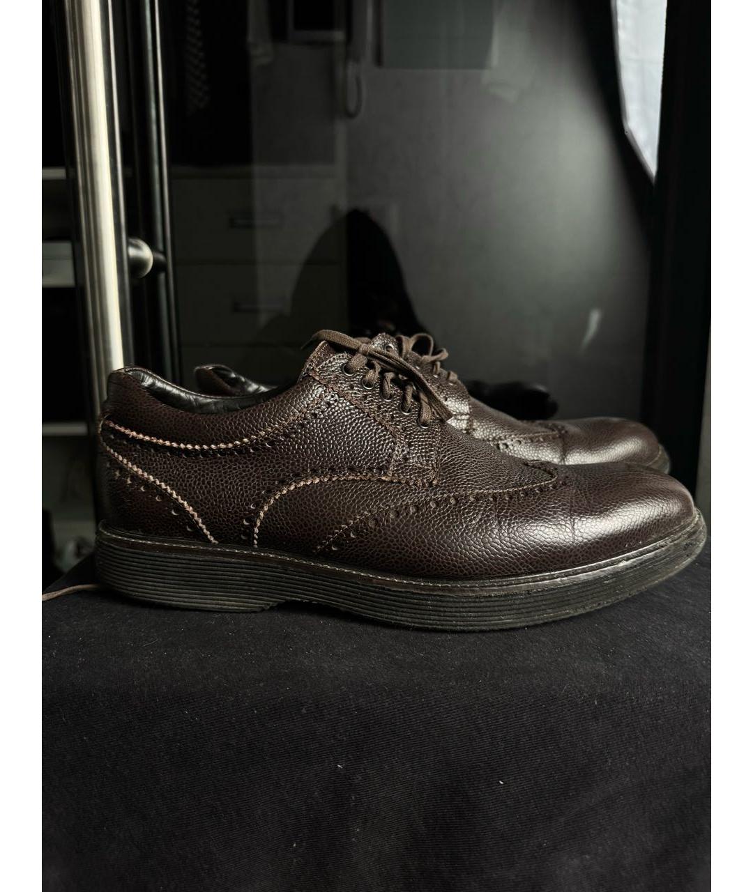 CORNELIANI Коричневые кожаные туфли, фото 8