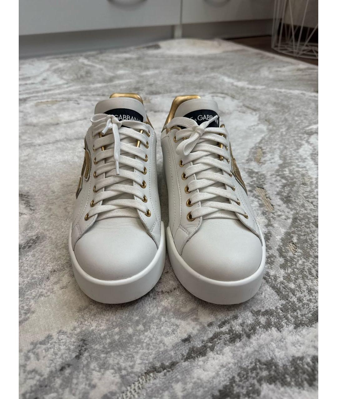 DOLCE&GABBANA Белые кожаные кеды, фото 2