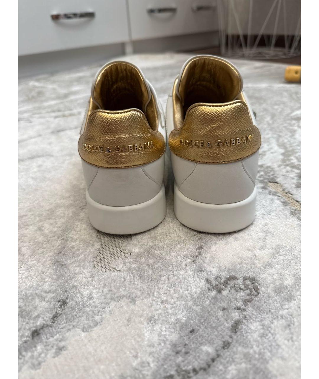 DOLCE&GABBANA Белые кожаные кеды, фото 4