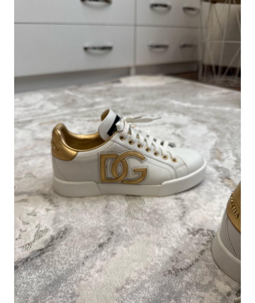 DOLCE&GABBANA Белые кожаные кеды, фото 5