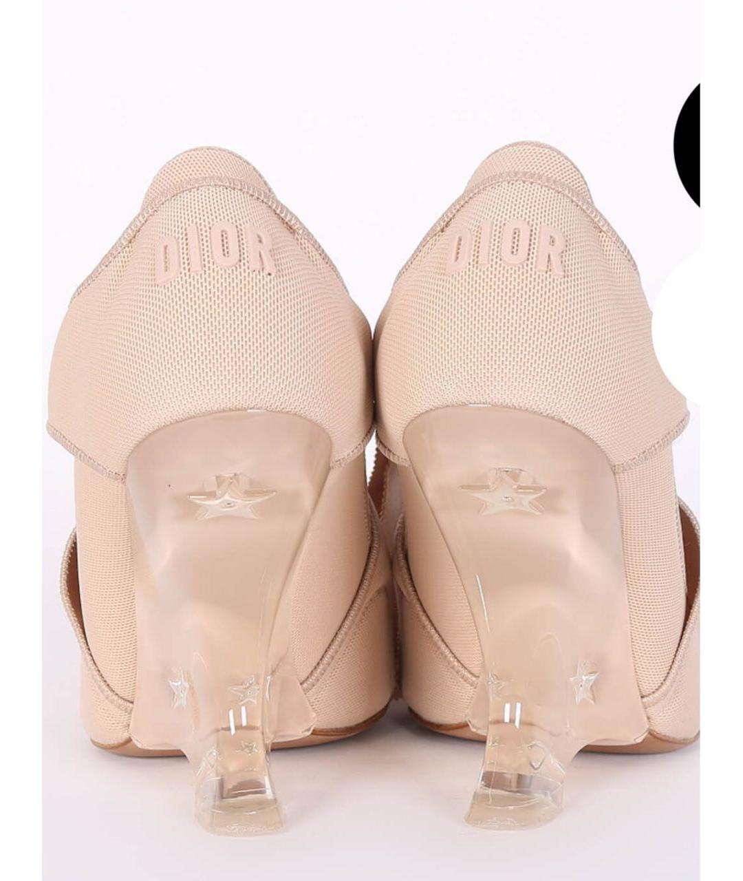 CHRISTIAN DIOR Бежевые текстильные босоножки, фото 4