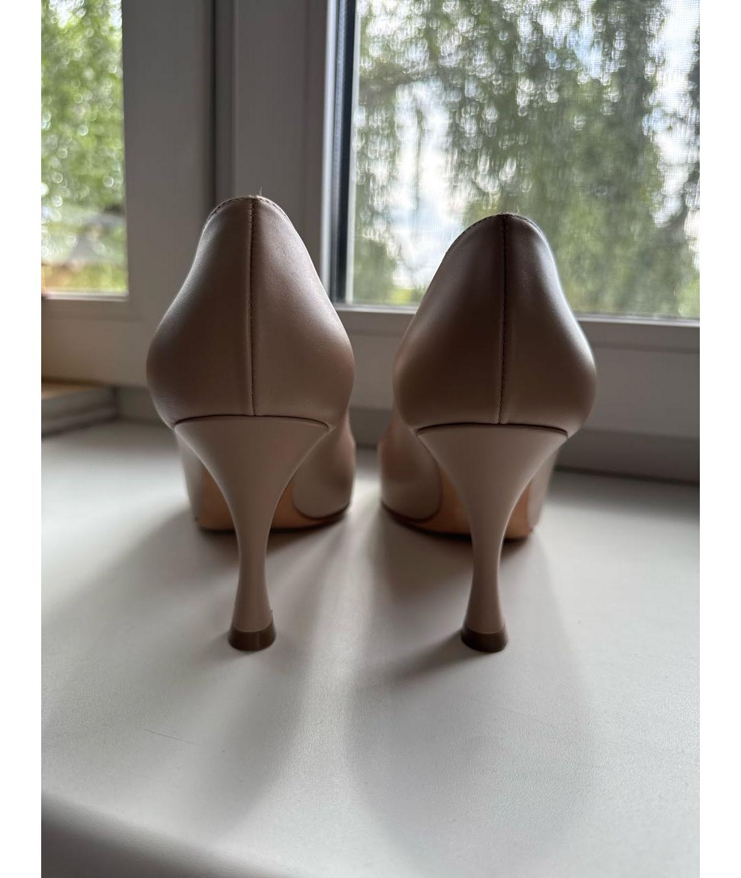 CHRISTIAN DIOR Бежевые кожаные туфли, фото 4