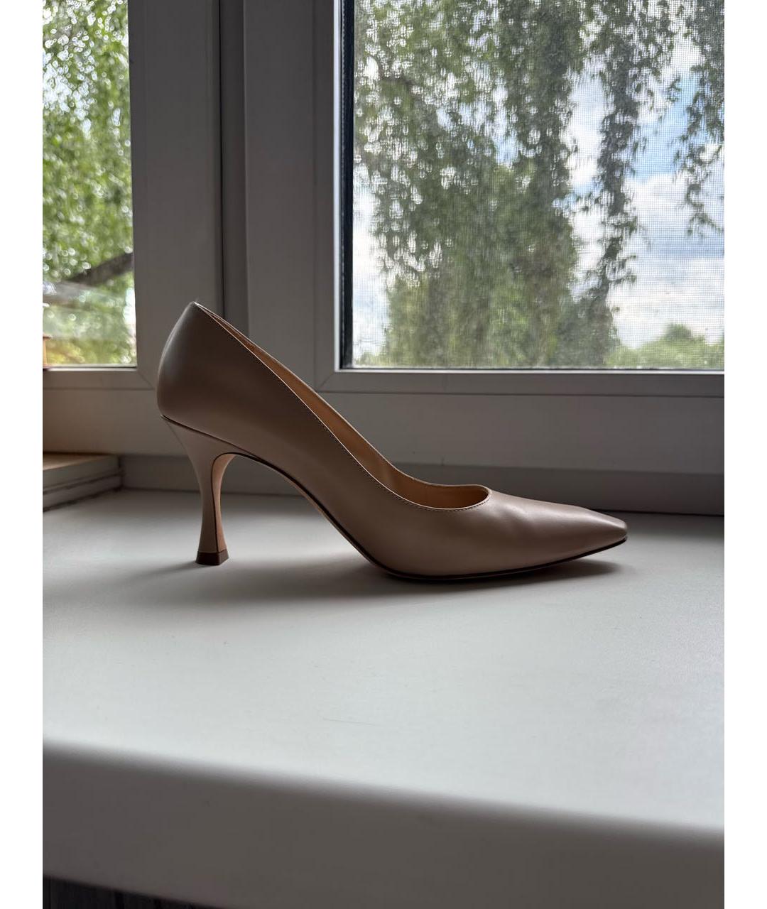 CHRISTIAN DIOR Бежевые кожаные туфли, фото 9