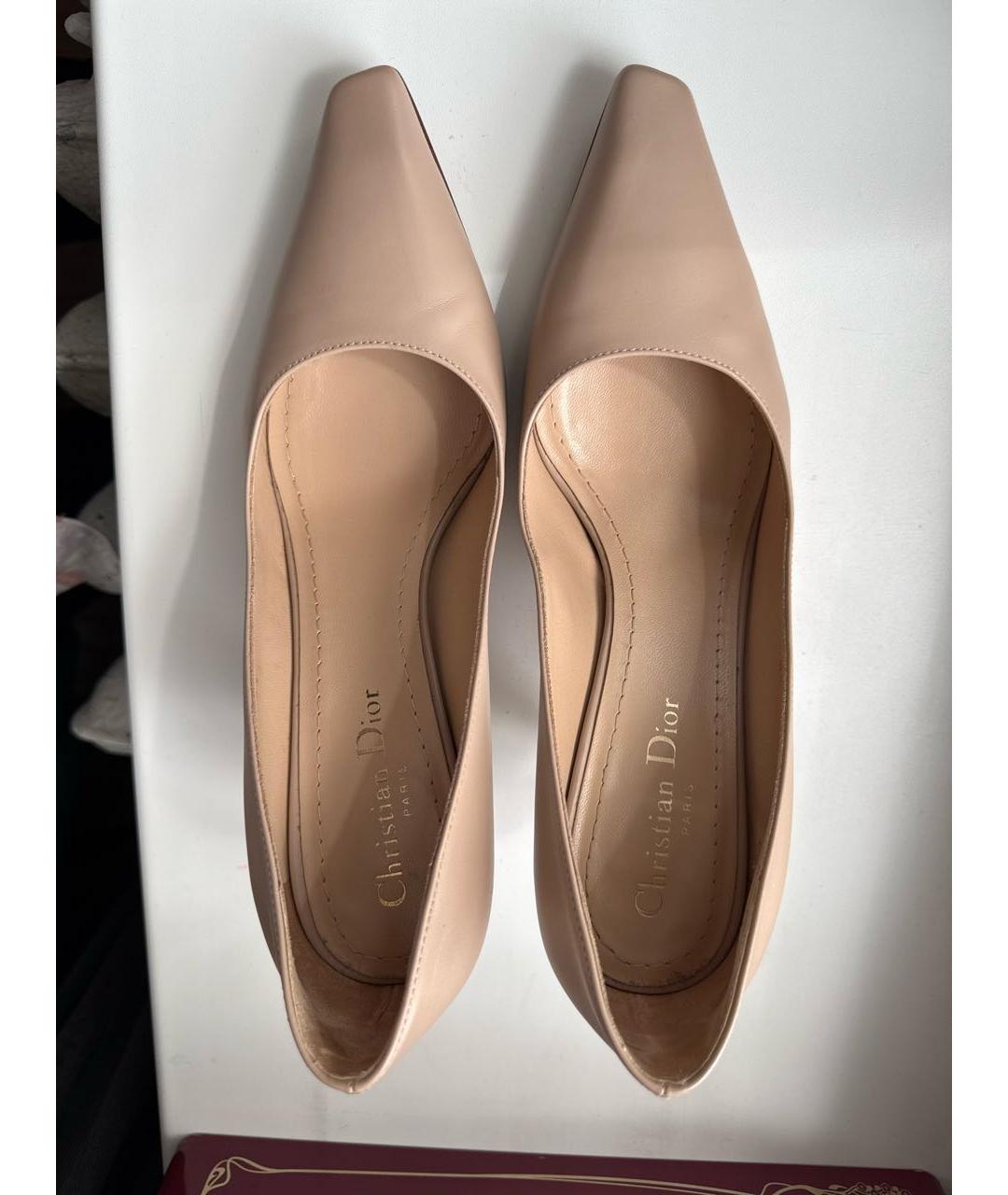 CHRISTIAN DIOR Бежевые кожаные туфли, фото 3