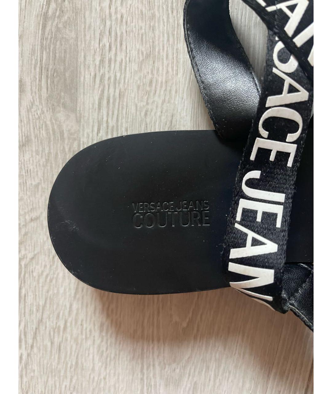 VERSACE JEANS COUTURE Черные текстильные босоножки, фото 4