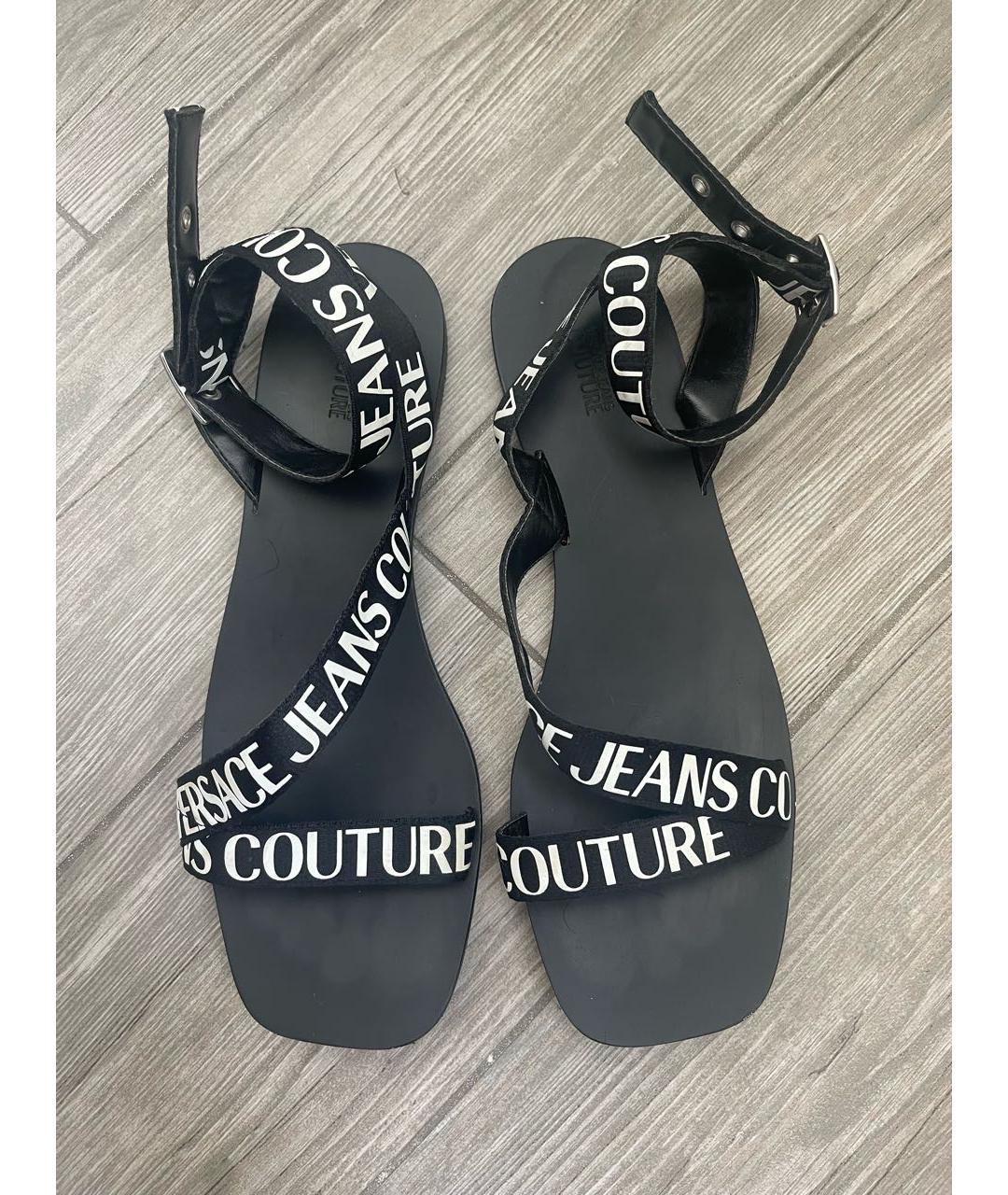 VERSACE JEANS COUTURE Черные текстильные босоножки, фото 3