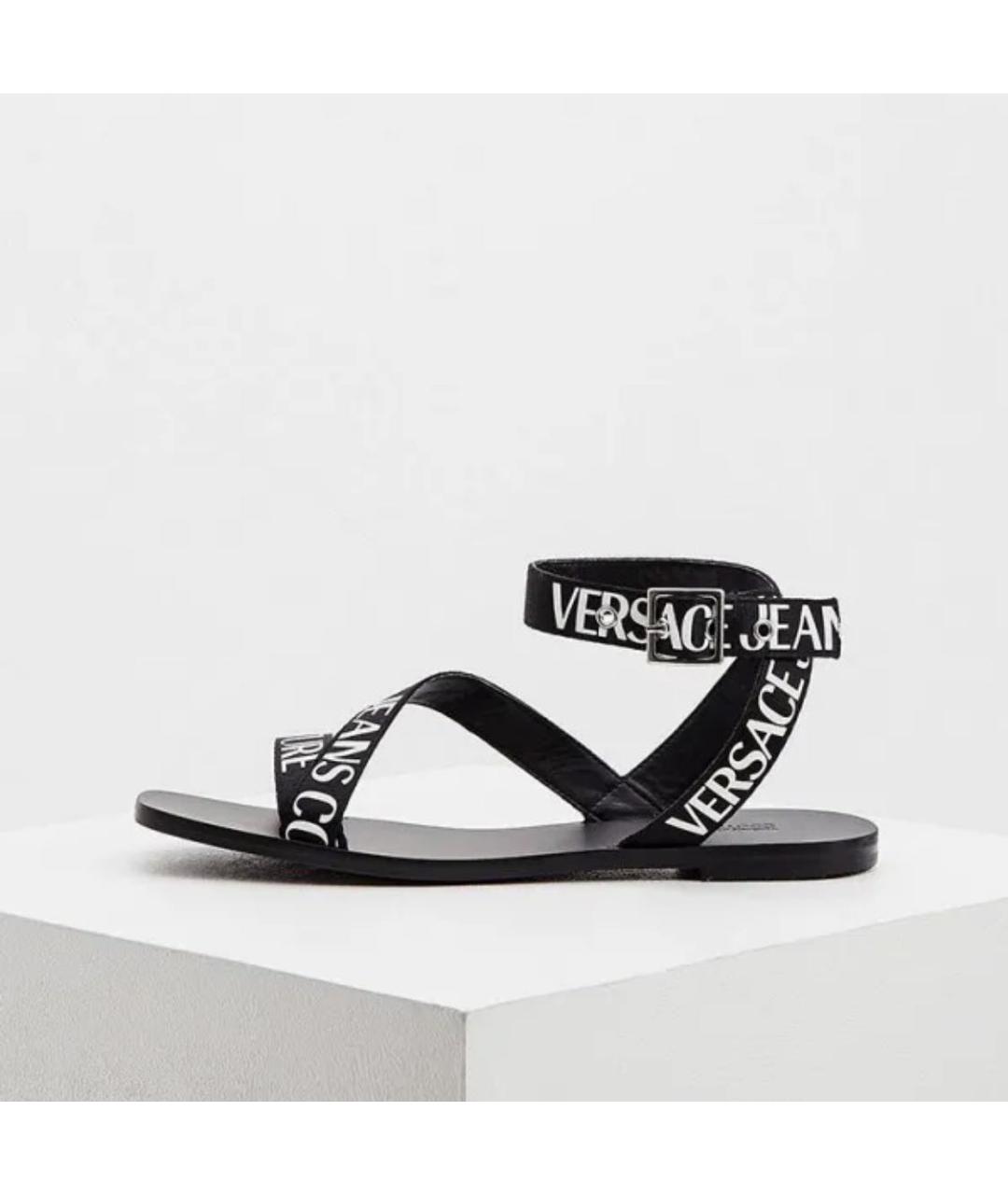 VERSACE JEANS COUTURE Черные текстильные босоножки, фото 5