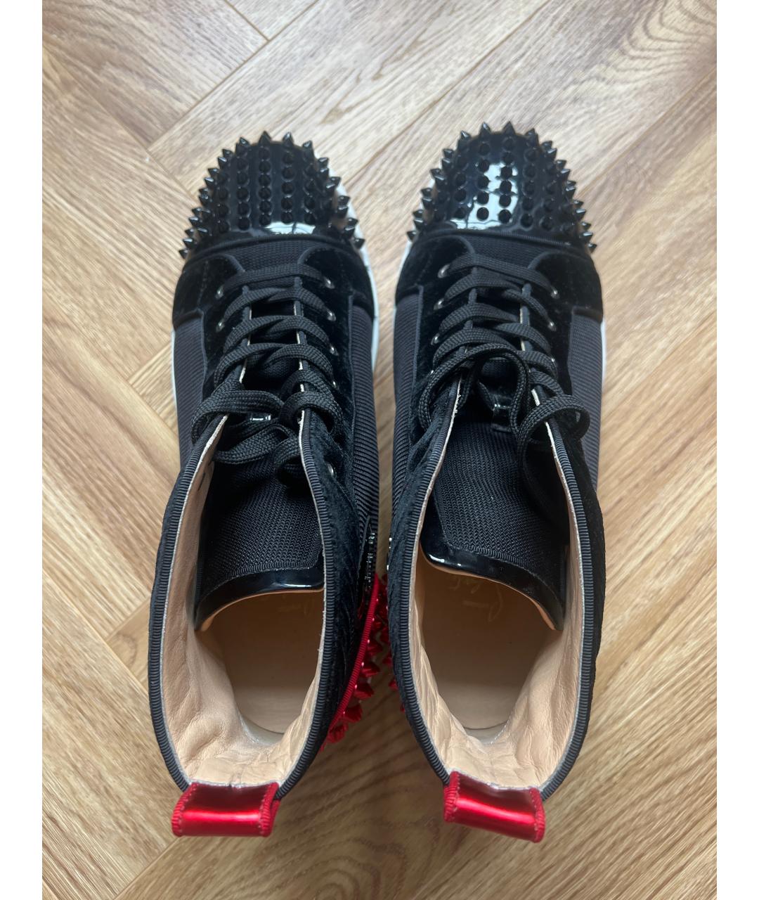 CHRISTIAN LOUBOUTIN Черные кожаные высокие кроссовки / кеды, фото 3