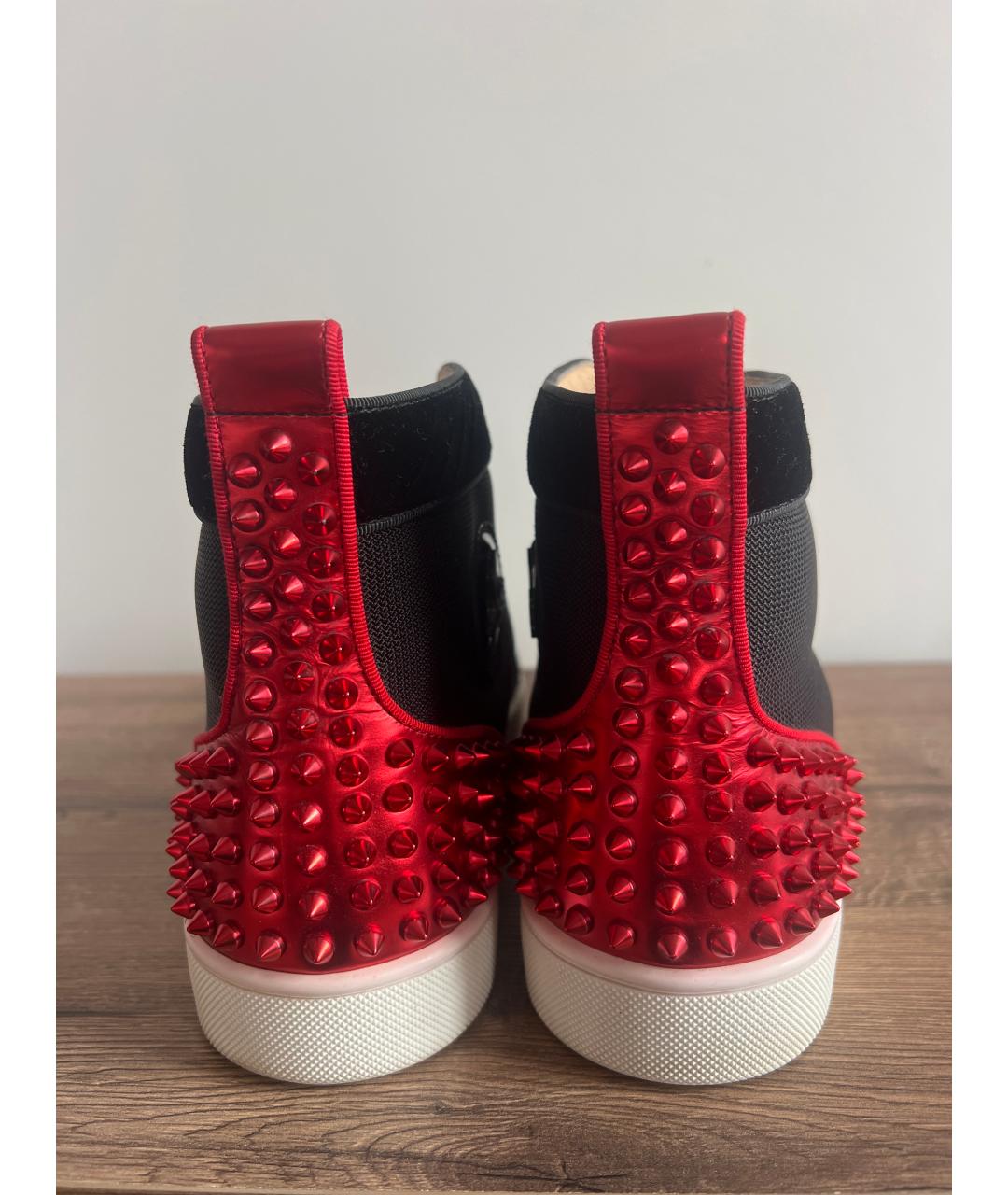 CHRISTIAN LOUBOUTIN Черные кожаные высокие кроссовки / кеды, фото 4