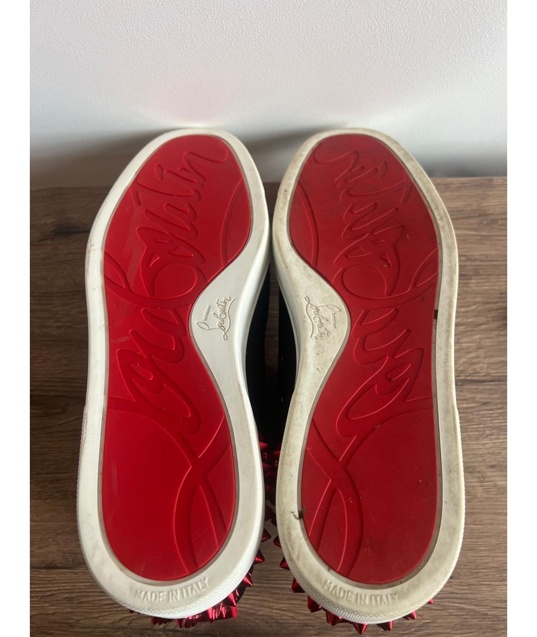 CHRISTIAN LOUBOUTIN Черные кожаные высокие кроссовки / кеды, фото 5