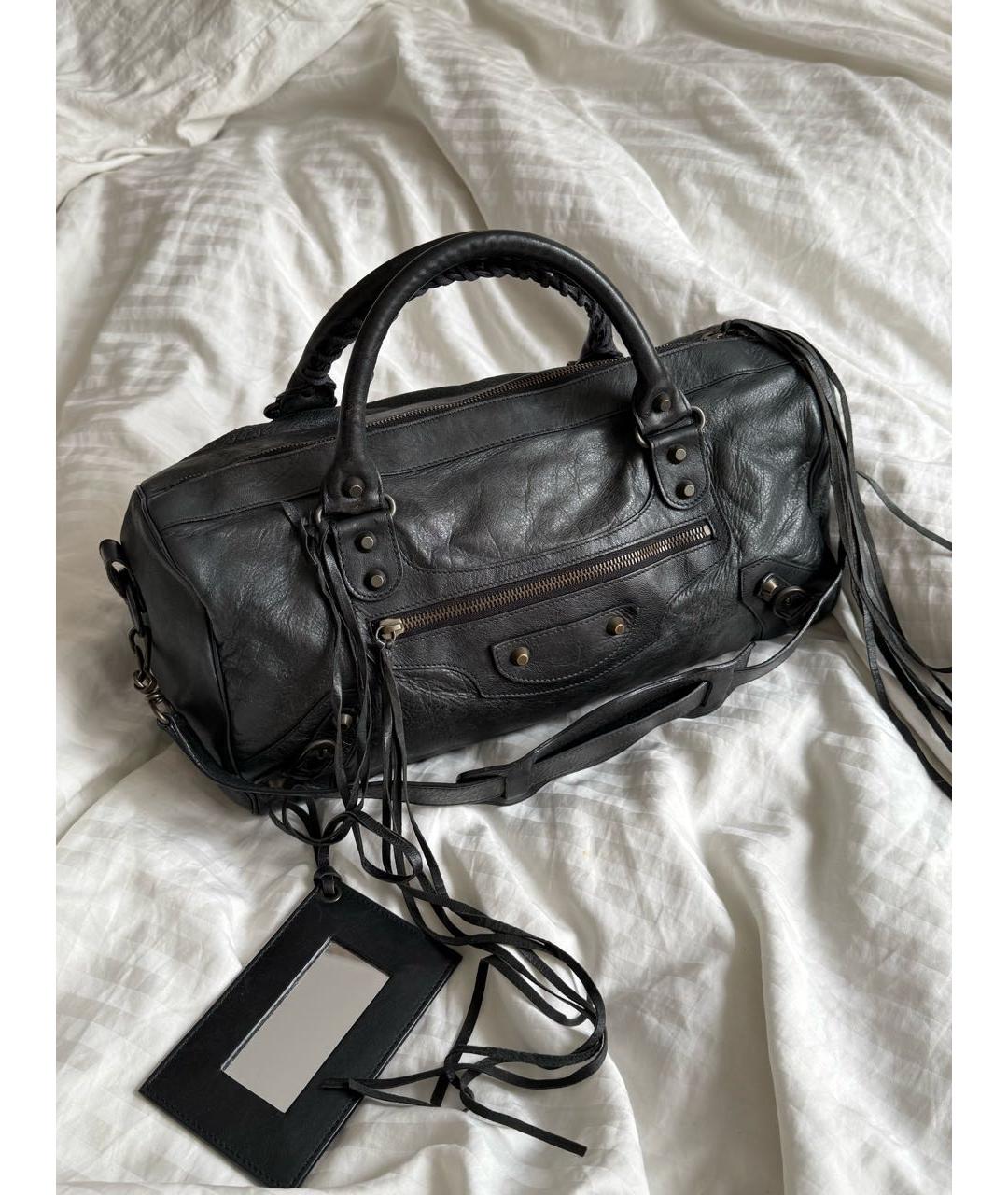 BALENCIAGA Черная кожаная сумка с короткими ручками, фото 7