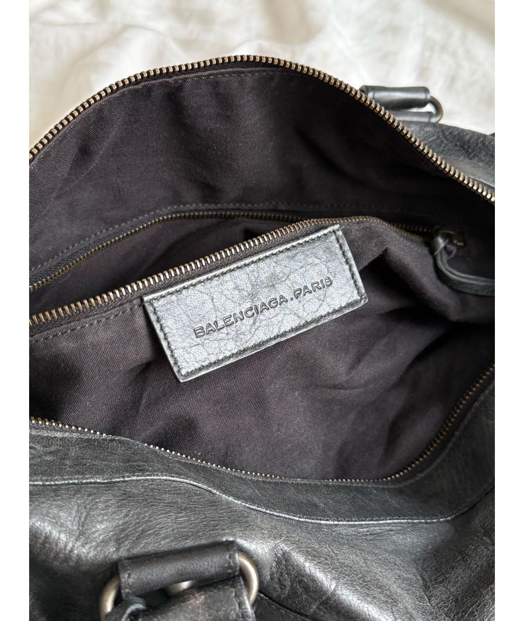 BALENCIAGA Черная кожаная сумка с короткими ручками, фото 5