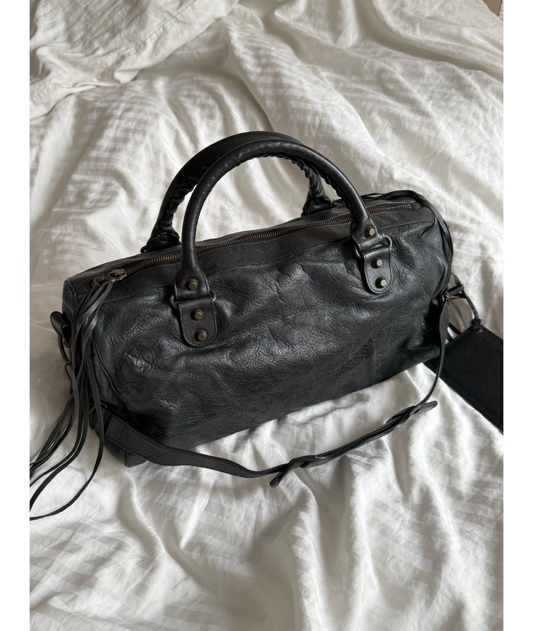 BALENCIAGA Черная кожаная сумка с короткими ручками, фото 2