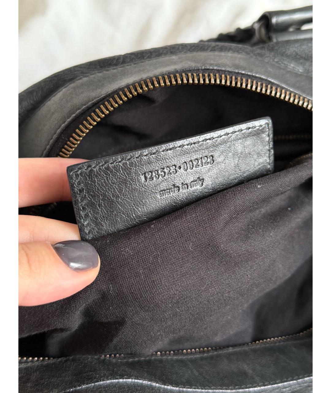 BALENCIAGA Черная кожаная сумка с короткими ручками, фото 6