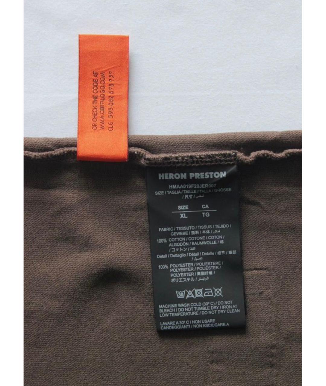 HERON PRESTON Коричневая хлопковая футболка, фото 8