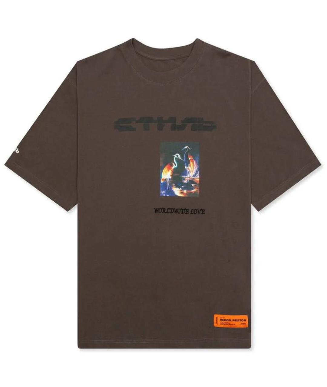 HERON PRESTON Коричневая хлопковая футболка, фото 1